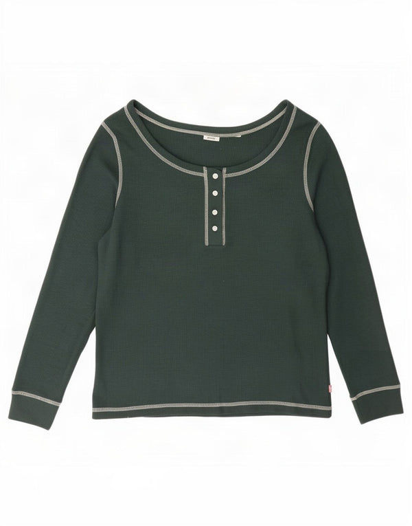 Levi's Womens Top Long Sleeve UK 18 XL Green Cotton