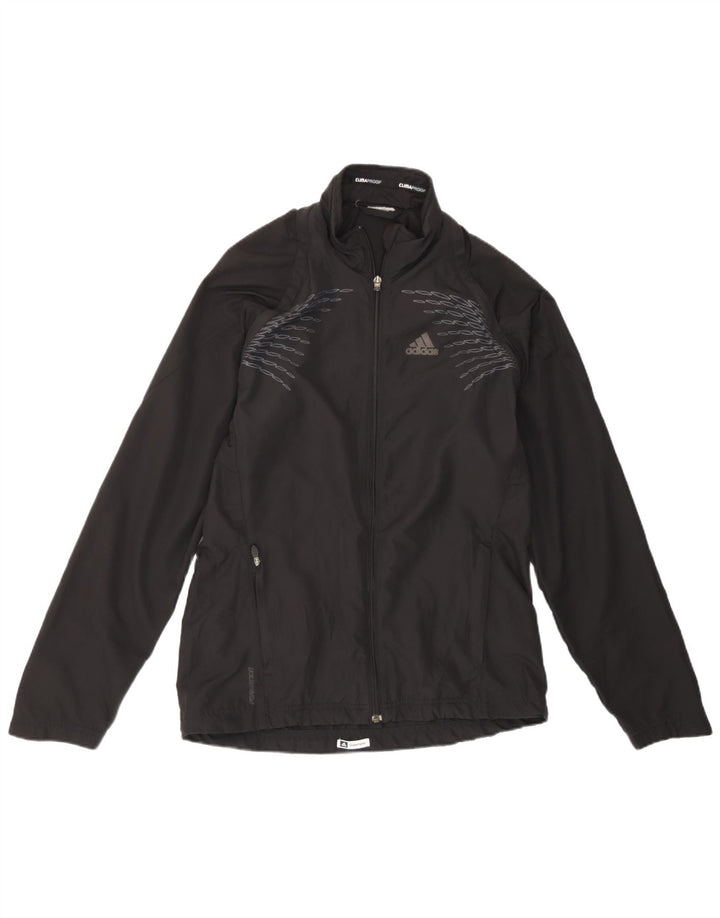 Giacca da tuta da donna Adidas Clima Proof UK 14 grande nera geometrica