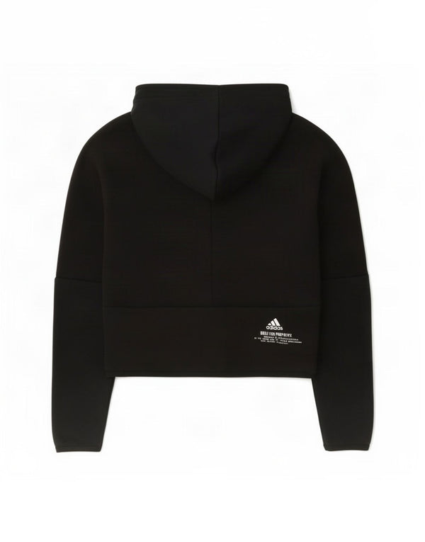 Maglione con cappuccio e zip Adidas da ragazzo 11-12 anni in cotone nero