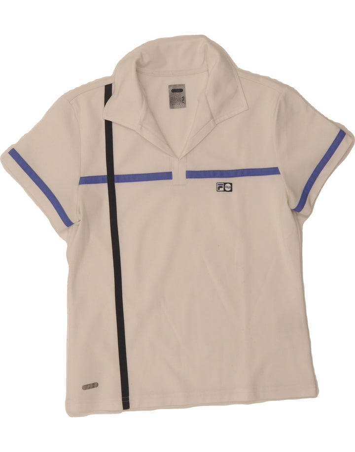 FILA Womens Polo Shirt UK 12 Medium White Vintage Fila and Second-Hand Fila from Messina Hembry 