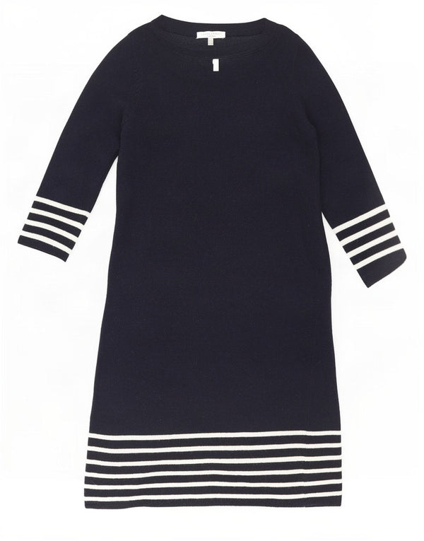 Laura Ashley Abito maglione da donna con maniche a 3/4 UK 12 Medio a righe blu navy