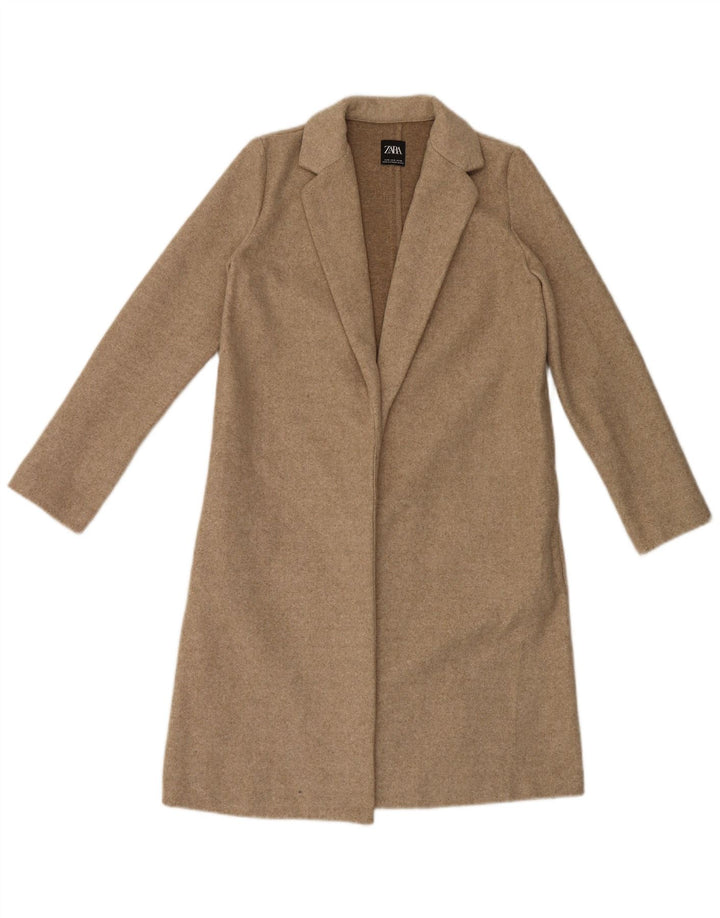 Soprabito aperto da donna Zara UK 10 piccolo poliestere beige