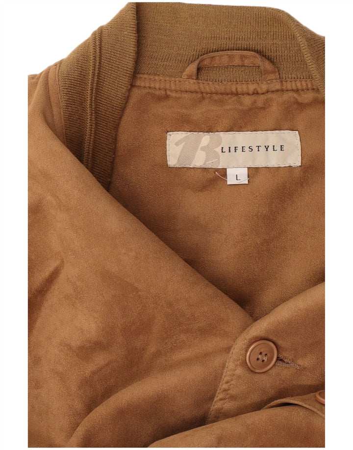 Giubbotto bomber in pelle scamosciata vintage da uomo UK 40 grande beige