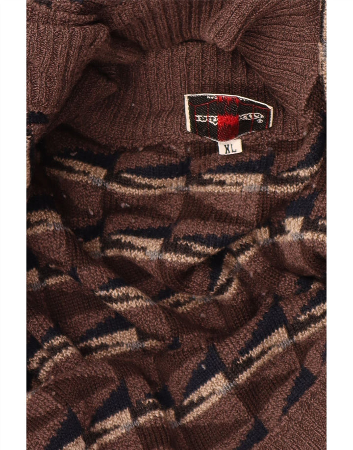 Maglione Cardigan Uomo Mazzonetto XL Marrone Geometrico