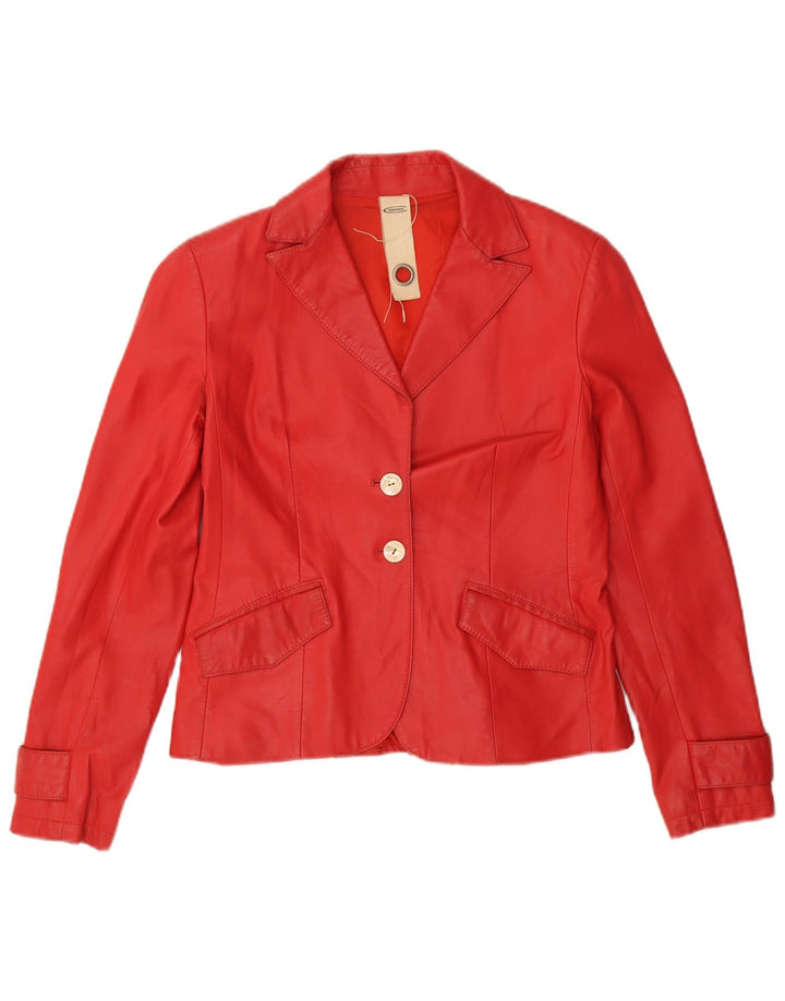 Giacca Blazer in Pelle da Donna a 2 Bottoni Compagnia IT 44 Pelle Rossa Media