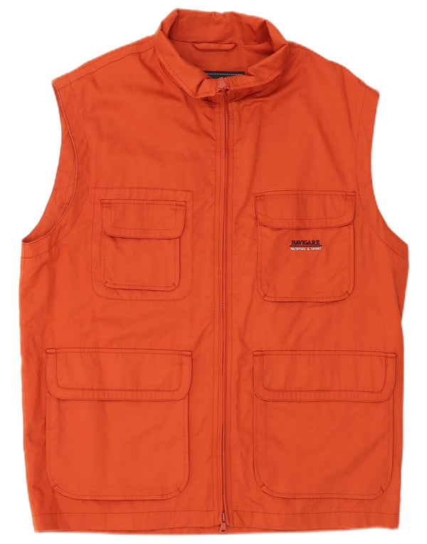 NAVIGARE Mens Utility Jacket UK 40 Large Orange Cotton