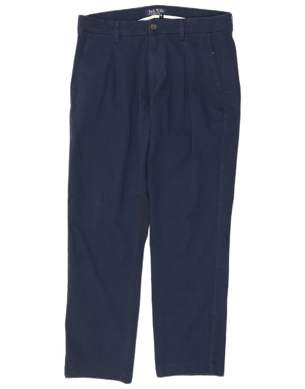 JACK WILLS Pantaloni chino da uomo con pegging W32 L29 cotone blu navy