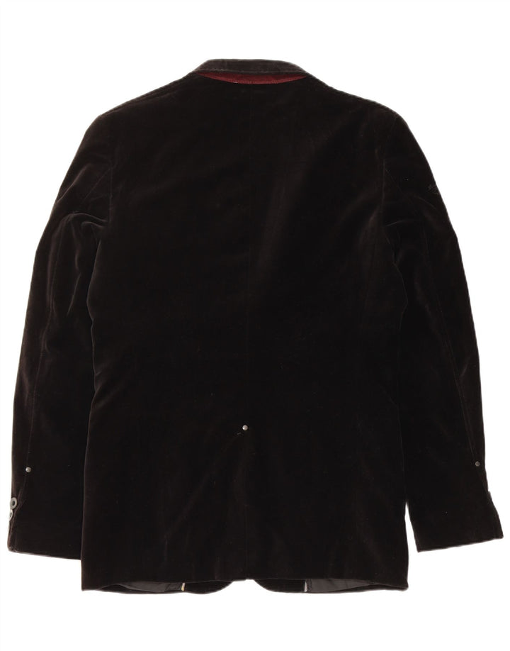 JACK & JONES Giacca blazer in velluto da uomo a 2 bottoni UK 36 piccola in cotone nero
