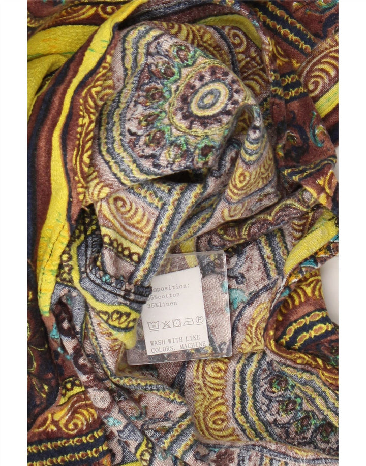 Camicia pullover vintage da uomo a maniche corte in cotone geometrico giallo medio