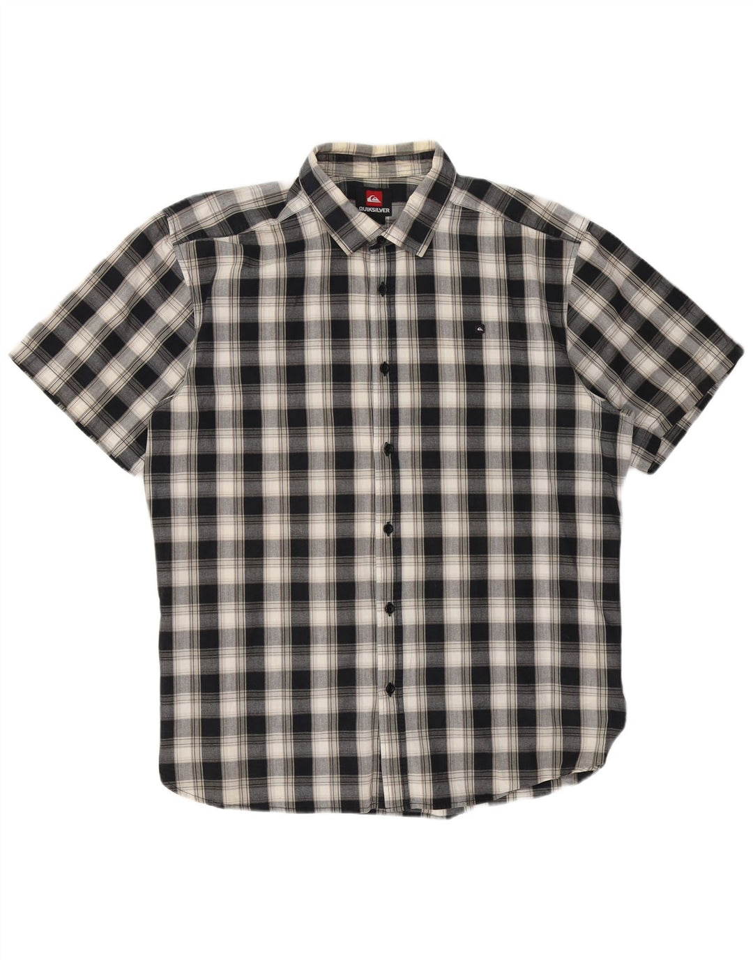 Camicia Quiksilver da uomo a maniche corte, vestibilità regolare, XL, in cotone a quadri grigi