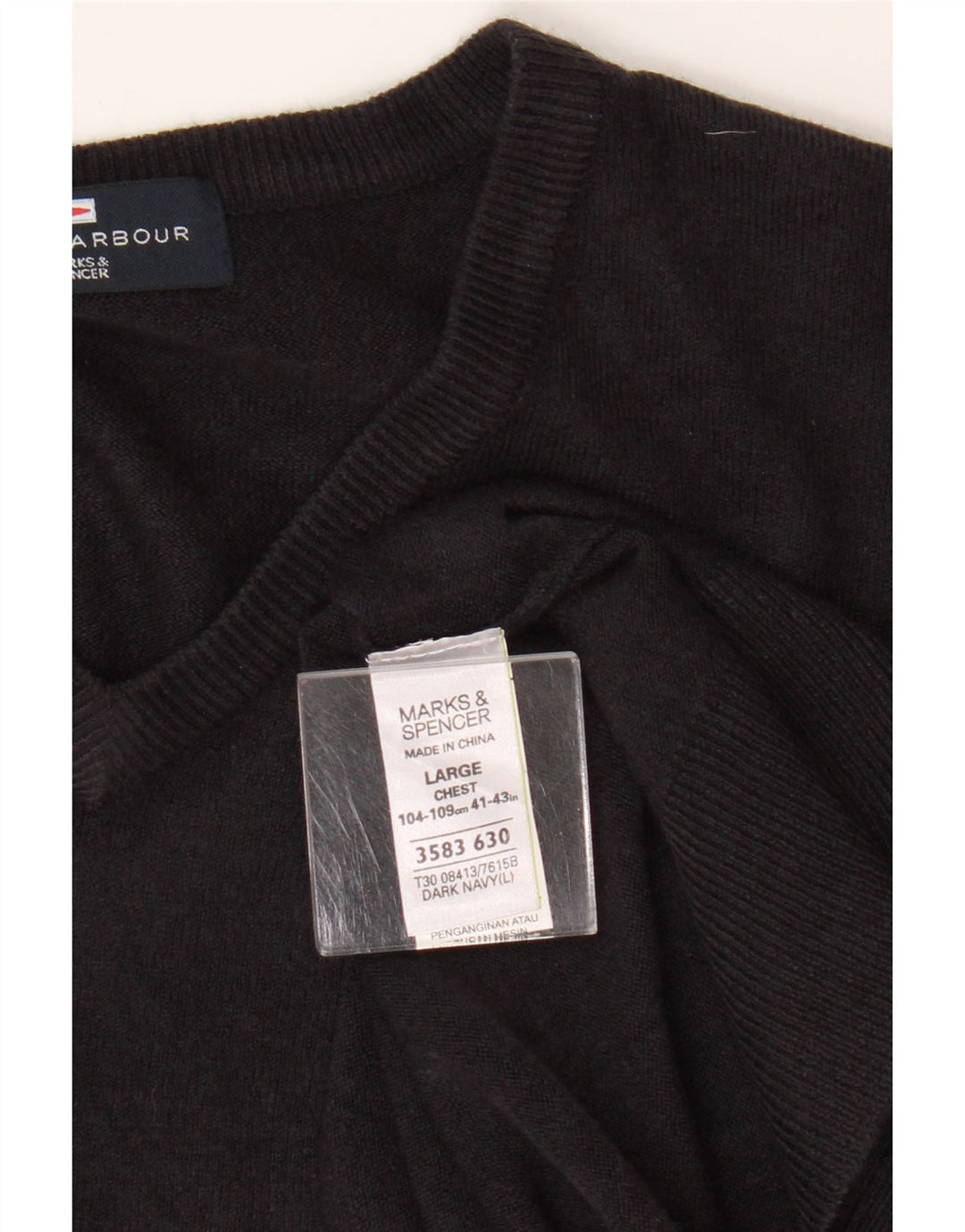 Maglione da uomo Marks & Spencer Blue Harbour con scollo a V grande blu navy