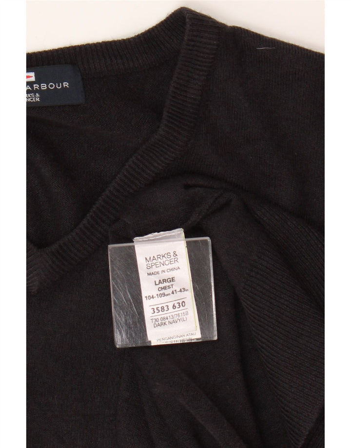 Maglione da uomo Marks & Spencer Blue Harbour con scollo a V grande blu navy
