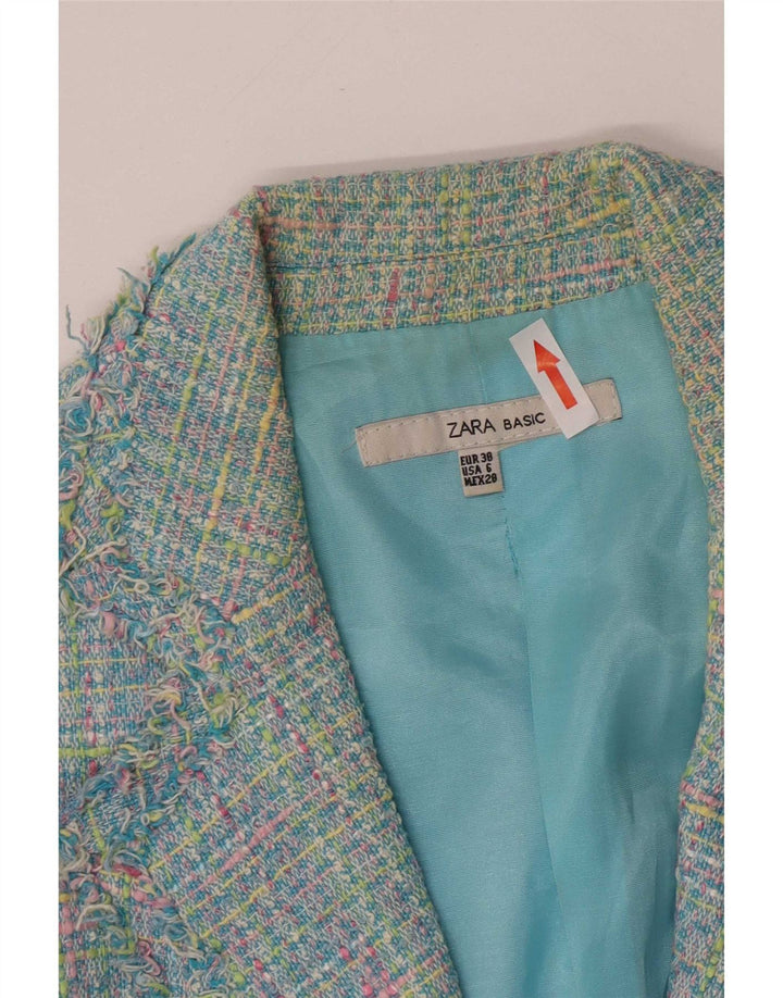 Giacca blazer con maniche a 3/4 da donna Zara EU 38 piccolo quadretto multicolore