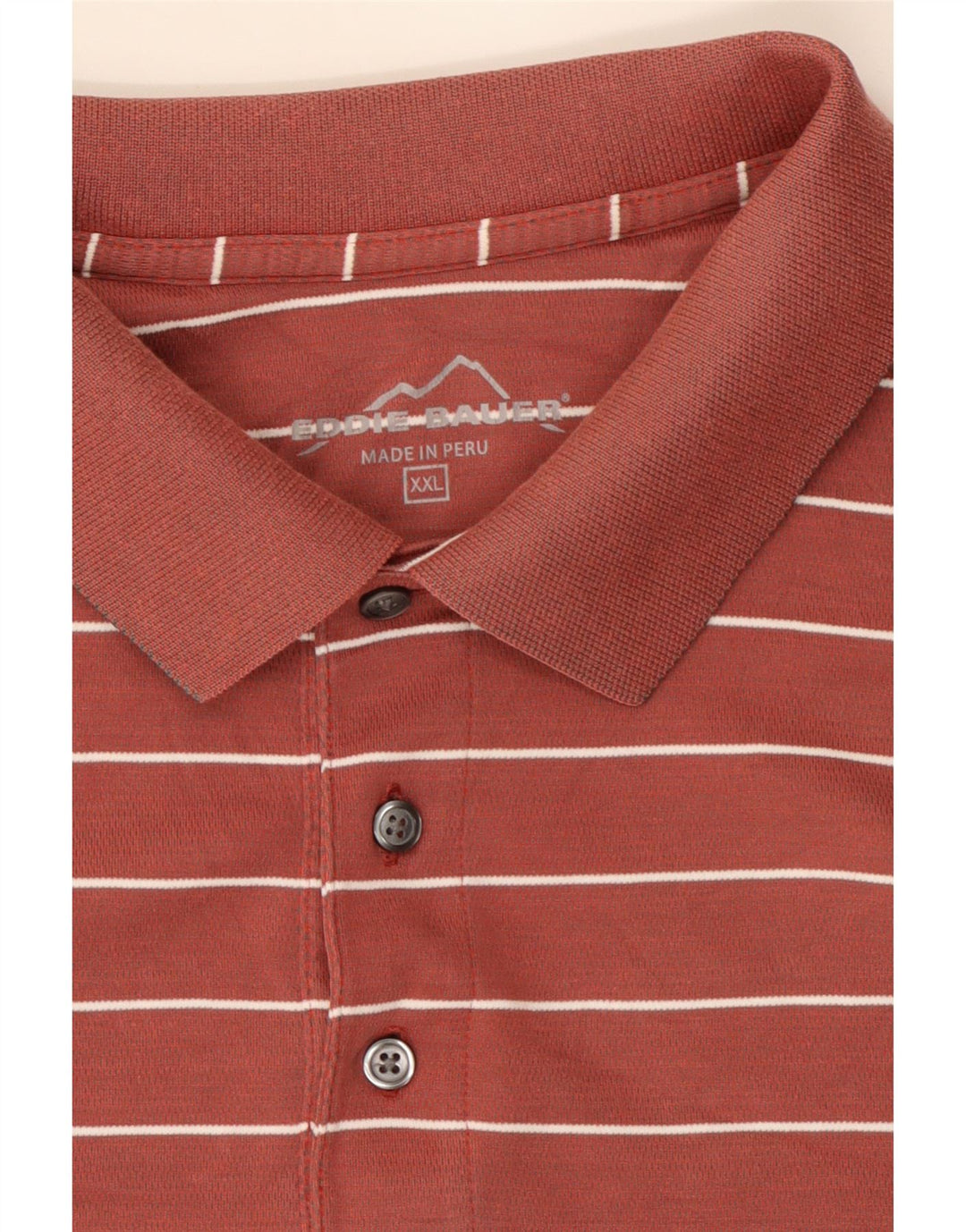 EDDIE BAUER Mens Polo Shirt 2XL Maroon Striped Cotton Vintage Eddie Bauer and Second-Hand Eddie Bauer from Messina Hembry 