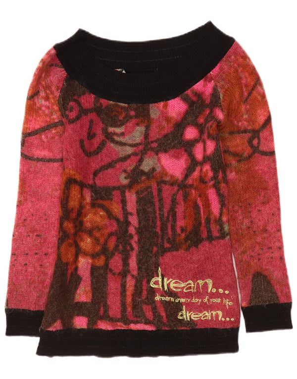 Desigual Donna Maglione con scollo a barca Maglione UK 14 Colore rosa medio