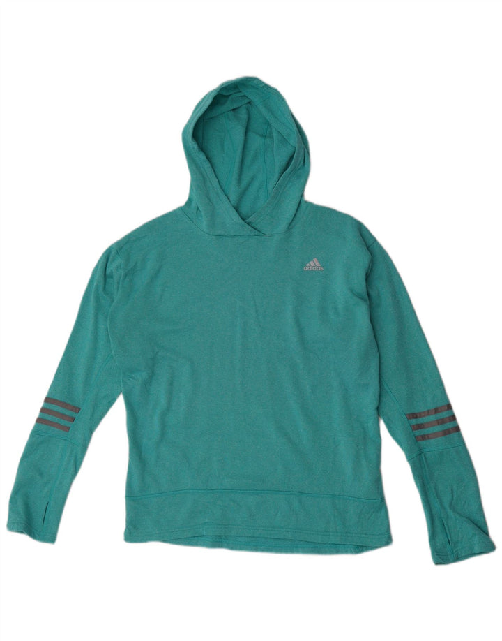 Felpa con cappuccio da corsa da donna Adidas UK 12/14 Poliestere turchese medio
