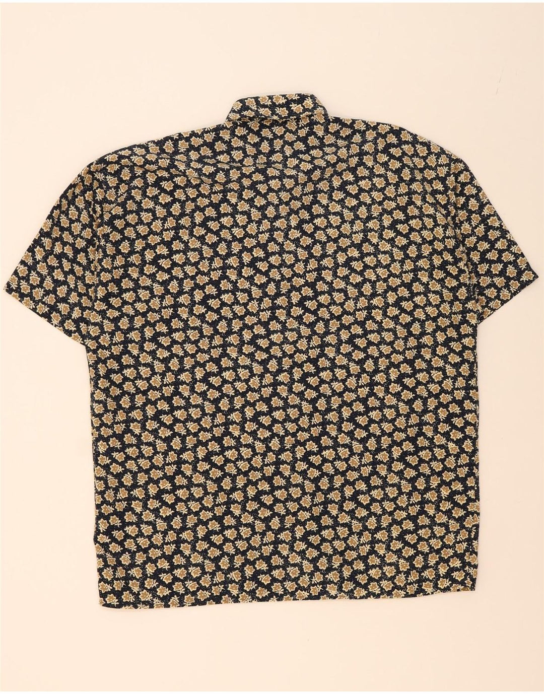 VINTAGE Mens Short Sleeve Shirt XL Brown Floral Vintage Vintage and Second-Hand Vintage from Messina Hembry 