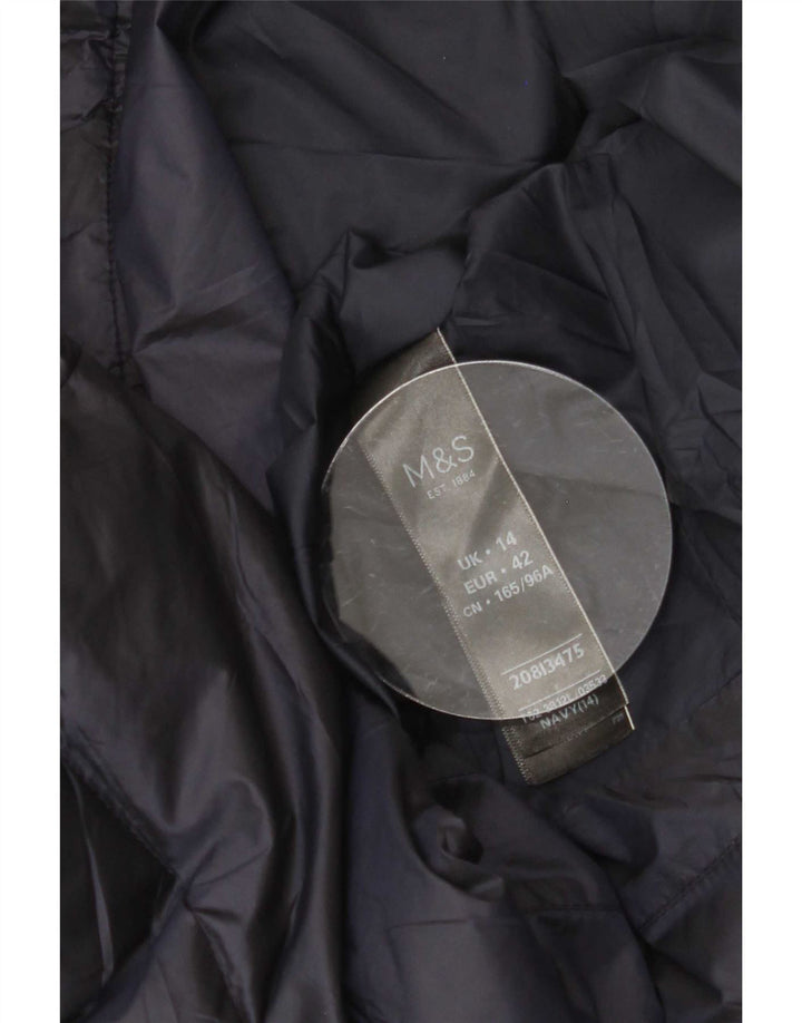 Cappotto imbottito con cappuccio da donna Marks & Spencer UK 14 Large blu navy in poliammide