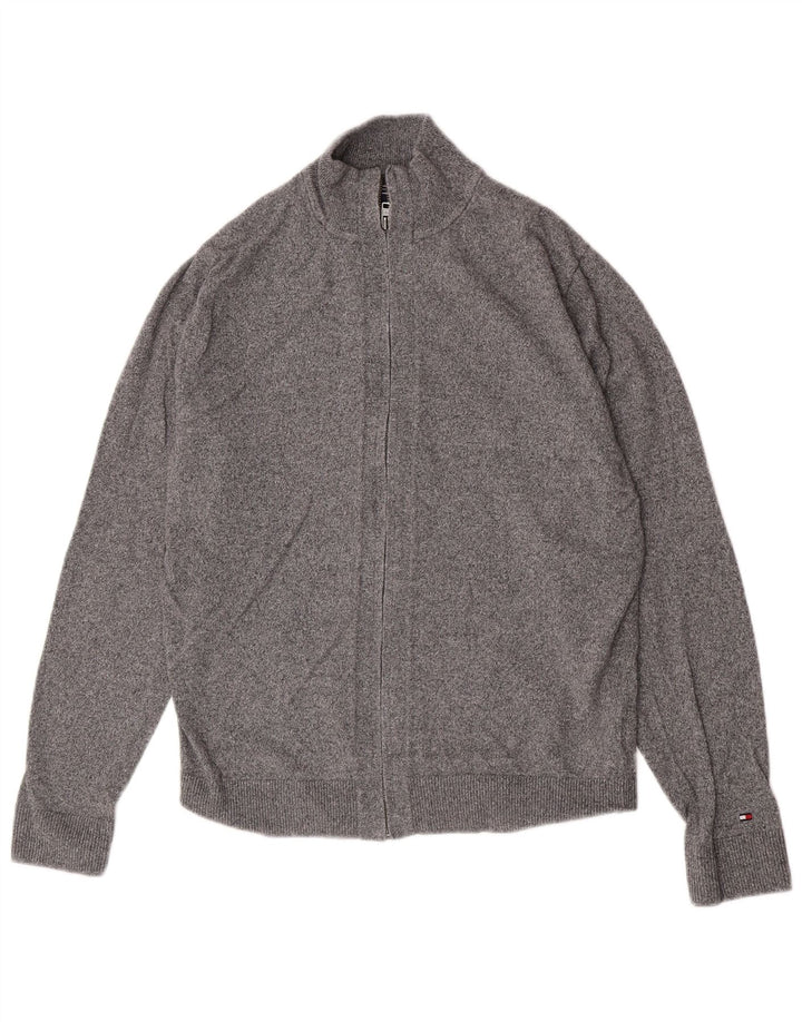 Maglione cardigan da donna Tommy Hilfiger XL in cotone grigio