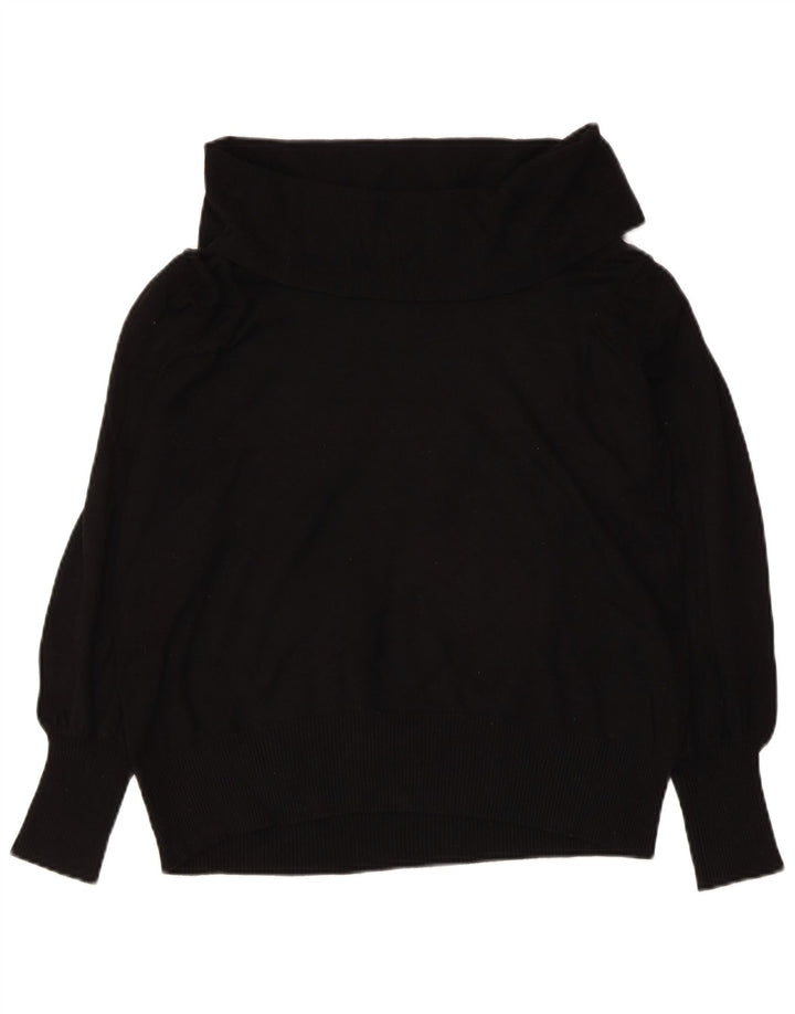 MARKS & SPENCER Maglione maglione a collo alto da donna UK 12 Medio Nero