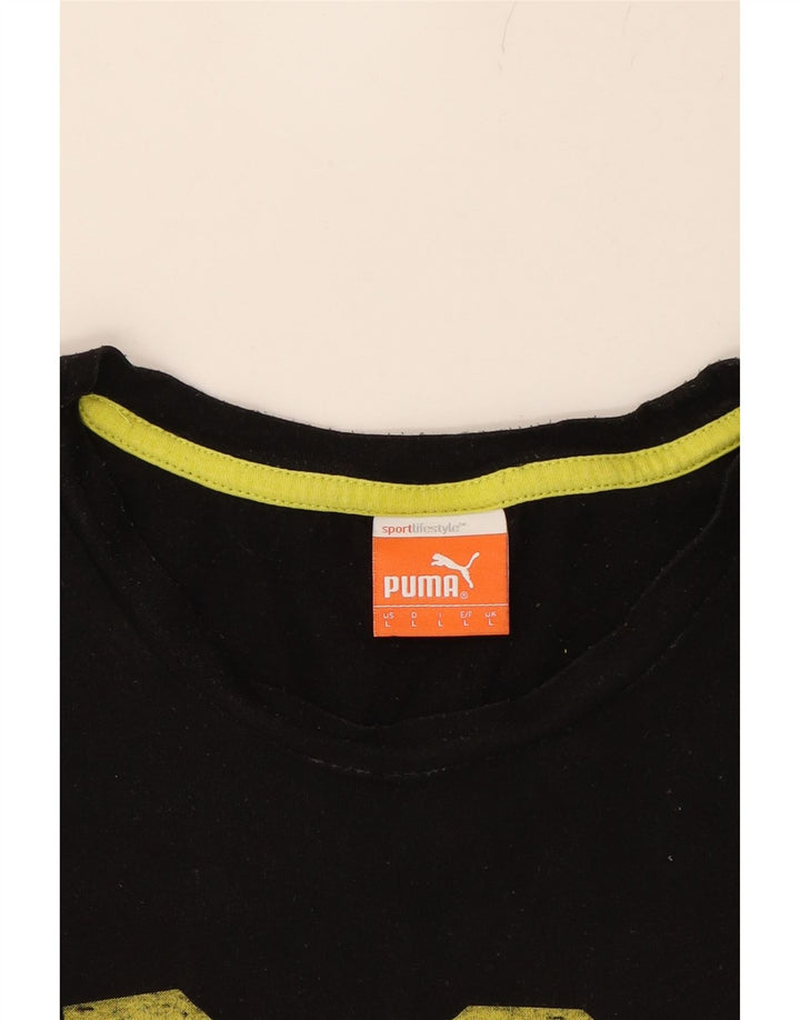 PUMA Mens Graphic T-Shirt Top Large Black Cotton Vintage Puma and Second-Hand Puma from Messina Hembry 