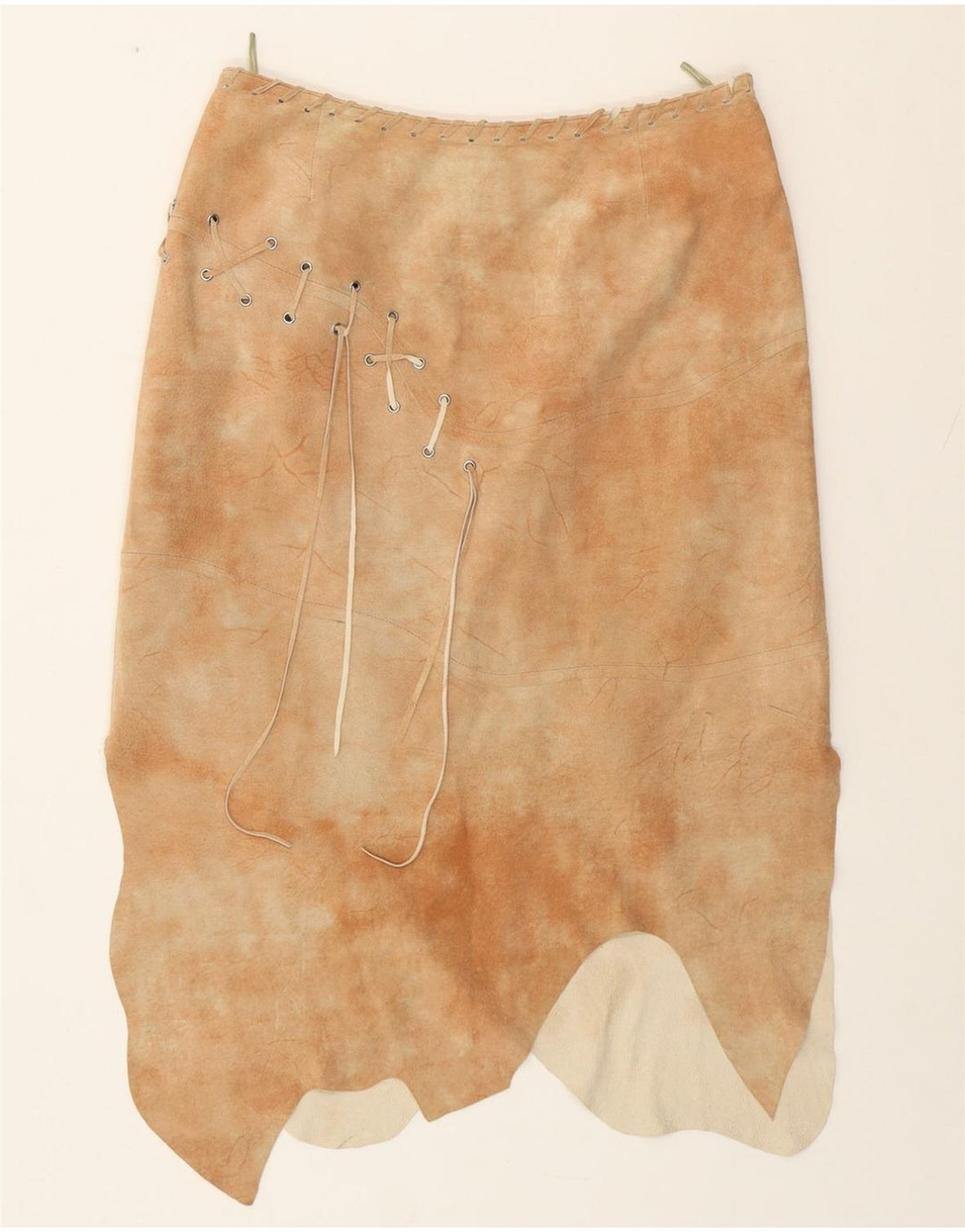 Gonna asimmetrica da donna HELLINE UK 14 Large W30 Beige Tie Dye Pelle