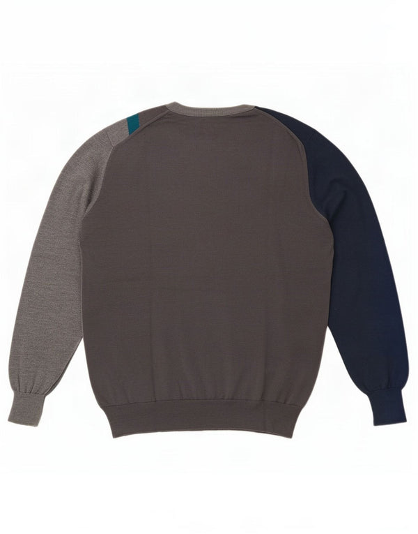 Vintage Mens Crew Neck Jumper Sweater IT 52 Large Grey Colourblock