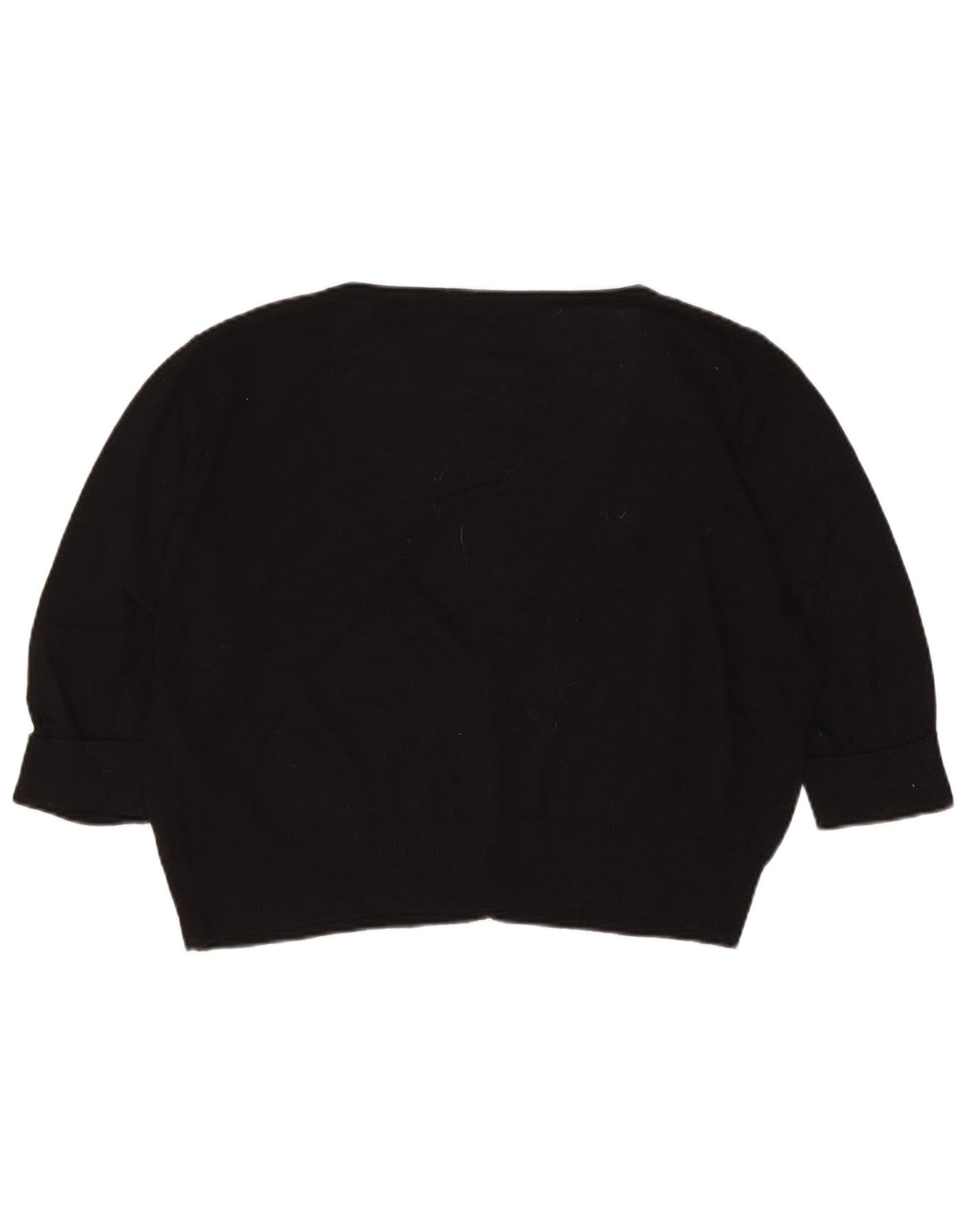MARKS & SPENCER Maglione cardigan corto con maniche a 3/4 da donna UK 18 XL Nero