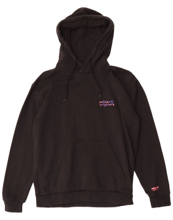 Felpa con cappuccio grafica da donna Adidas UK 16 grande cotone nero