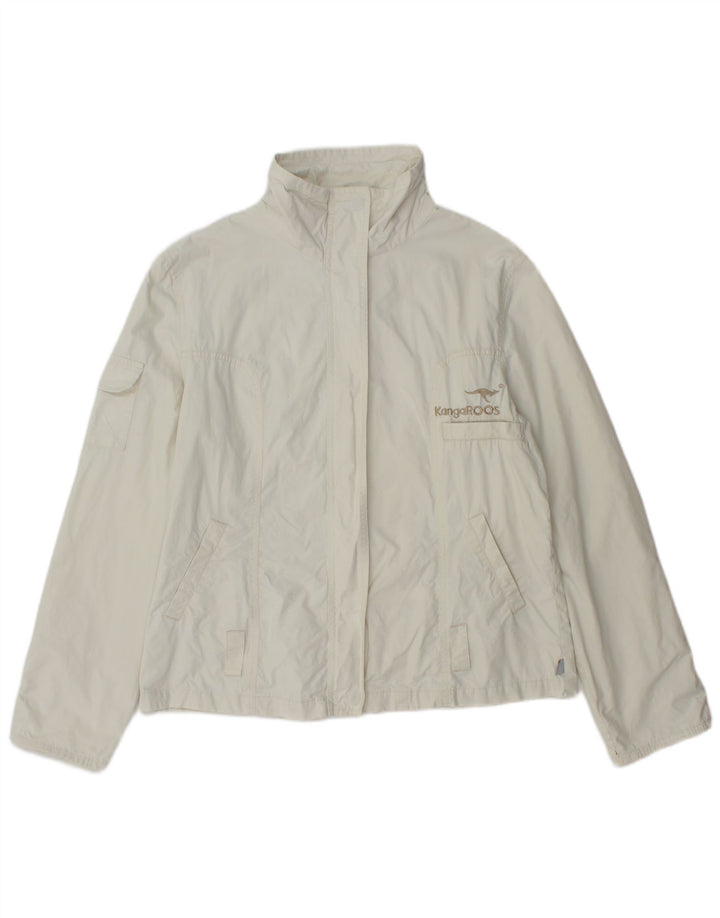 Giubbotto bomber grafico da donna Kangaroos UK 18 XL cotone bianco sporco