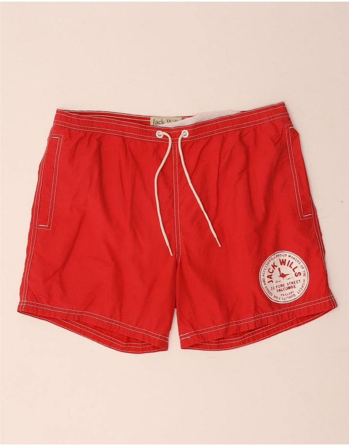 Pantaloncini da bagno grafici da uomo Jack Wills in cotone rosso medio