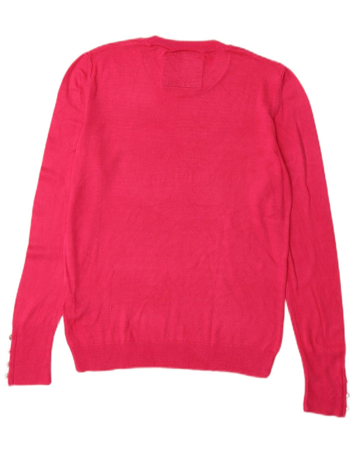 Maglione maglione girocollo da donna Superdry UK 10 Small rosa viscosa