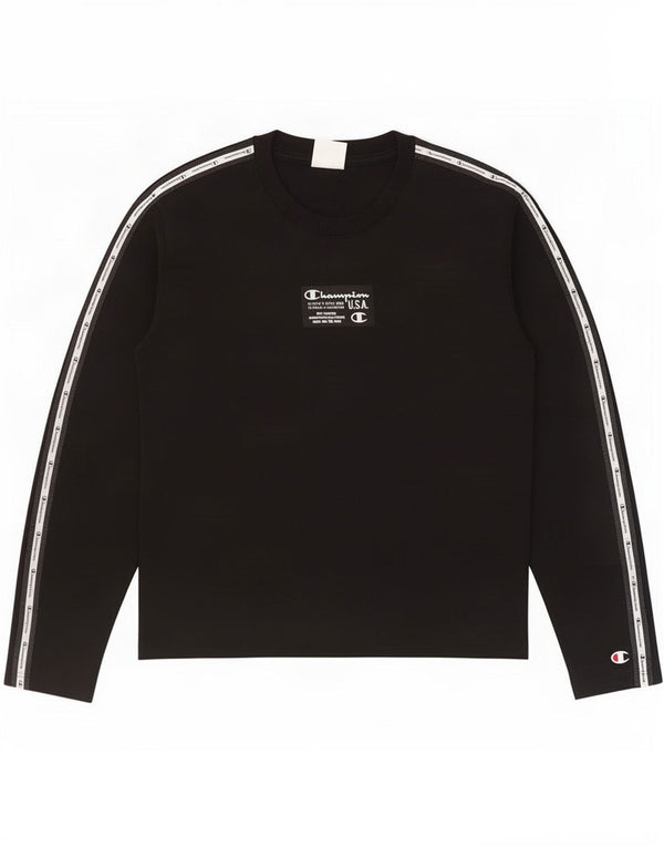 Top grafico da ragazzo Champion a maniche lunghe 13-14 anni XL in cotone nero