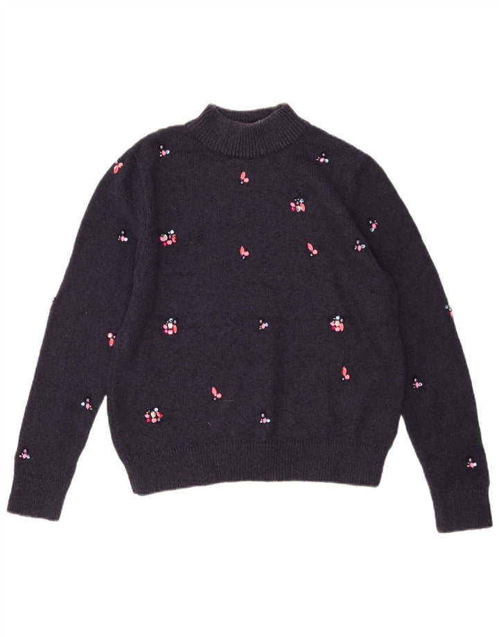Maglione maglione a collo alto da donna Marks & Spencer UK 10 piccolo blu navy