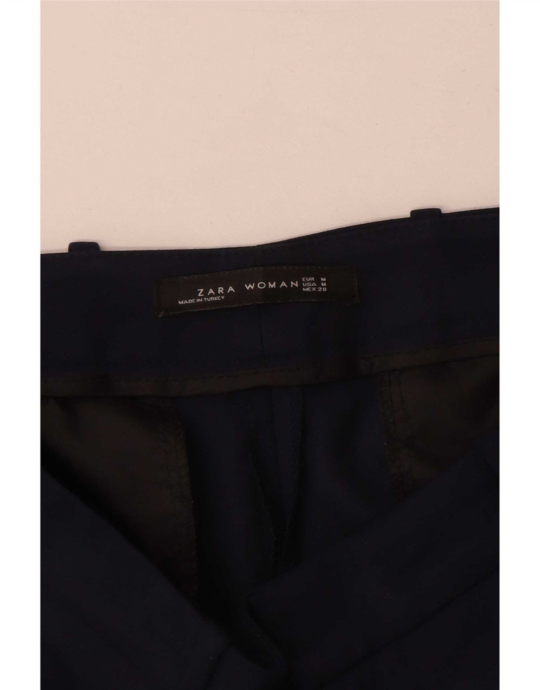 Pantaloni da abito slim da donna Zara medi W28 L29 cotone blu navy