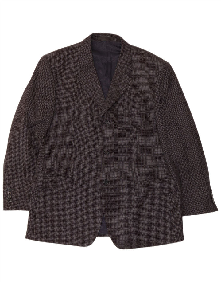 Giacca blazer a 3 bottoni da uomo Marks & Spencer UK 44 XL Lana vergine blu navy