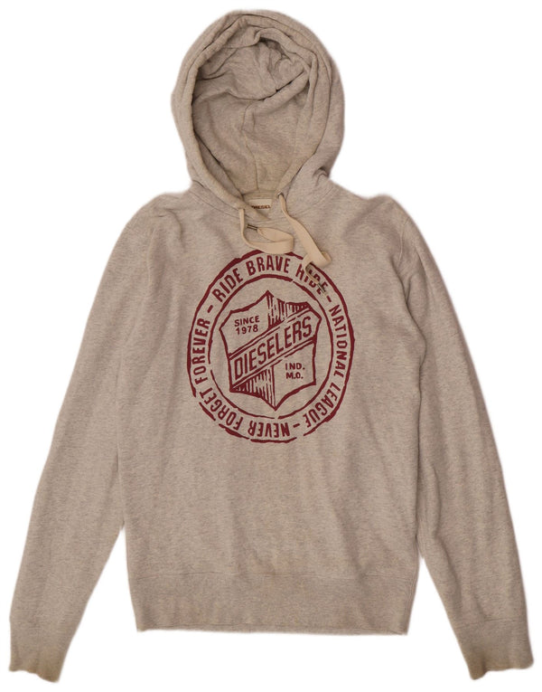 Felpa con cappuccio grafica da uomo Diesel, grande cotone chiazzato grigio