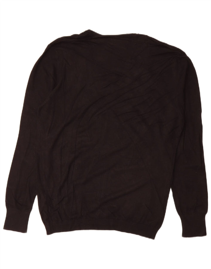 Maglione Zara da uomo con scollo a V grande in viscosa nera