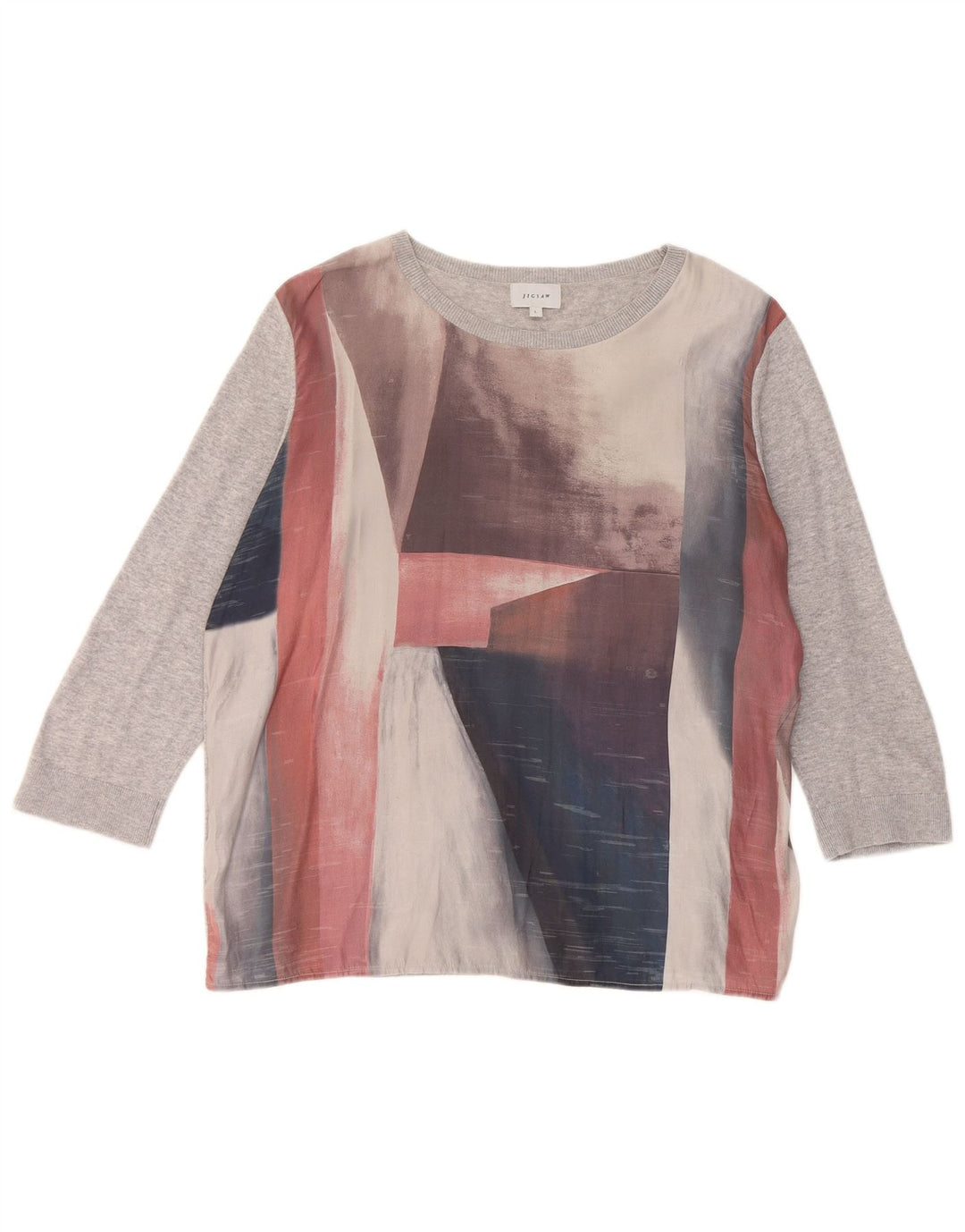 Maglione maglione da donna con scollo a barca Jigsaw UK 16 grande multicolore