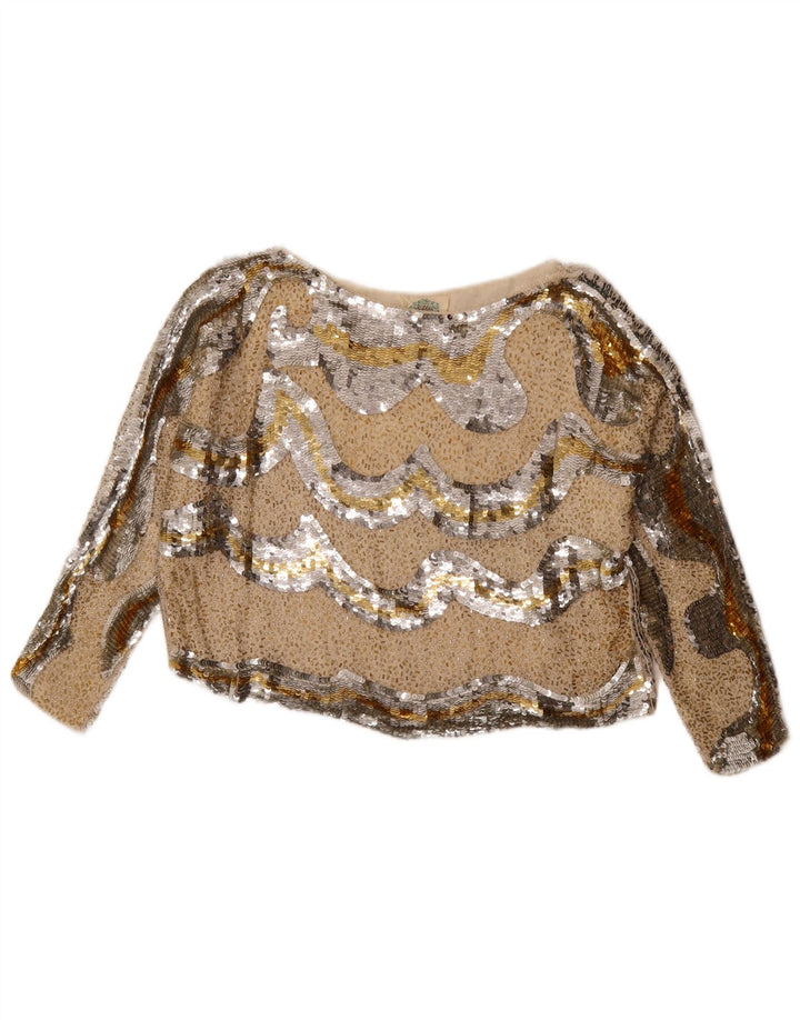 Top corto da donna oversize con motivo astratto Niki Line UK 14 argento medio