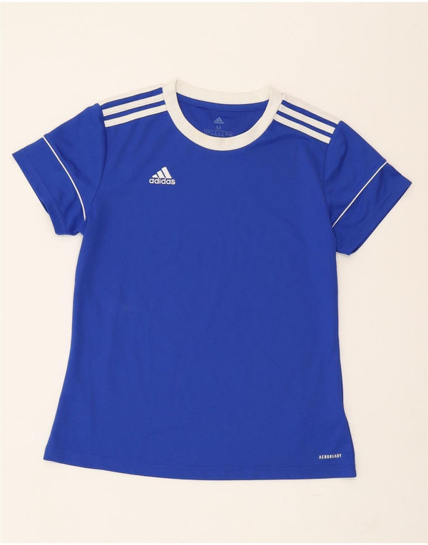 T-shirt ADIDAS Aeroready da donna UK 12/14 poliestere blu medio