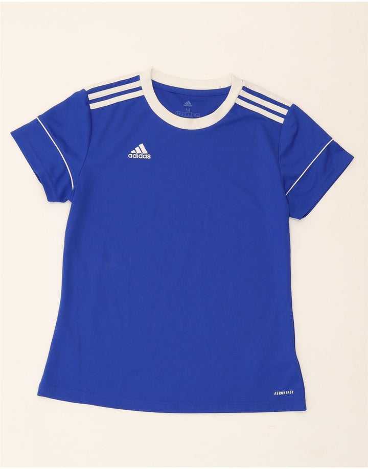 T-shirt ADIDAS Aeroready da donna UK 12/14 poliestere blu medio