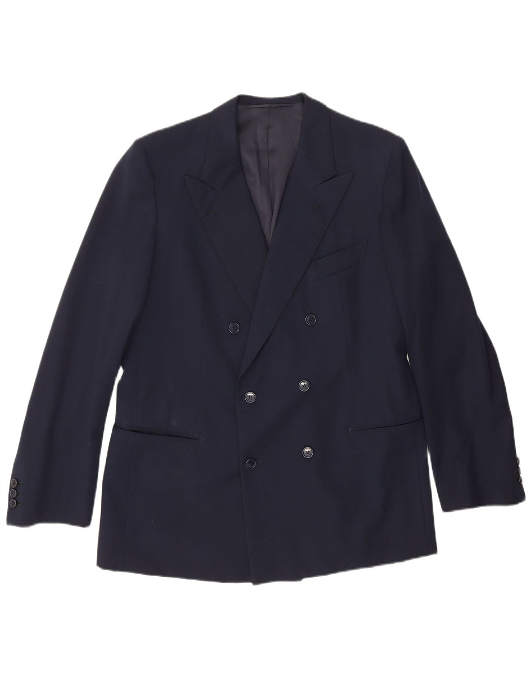 Giacca blazer doppiopetto vintage da uomo UK 36 piccola blu navy