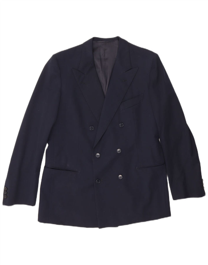Giacca blazer doppiopetto vintage da uomo UK 36 piccola blu navy