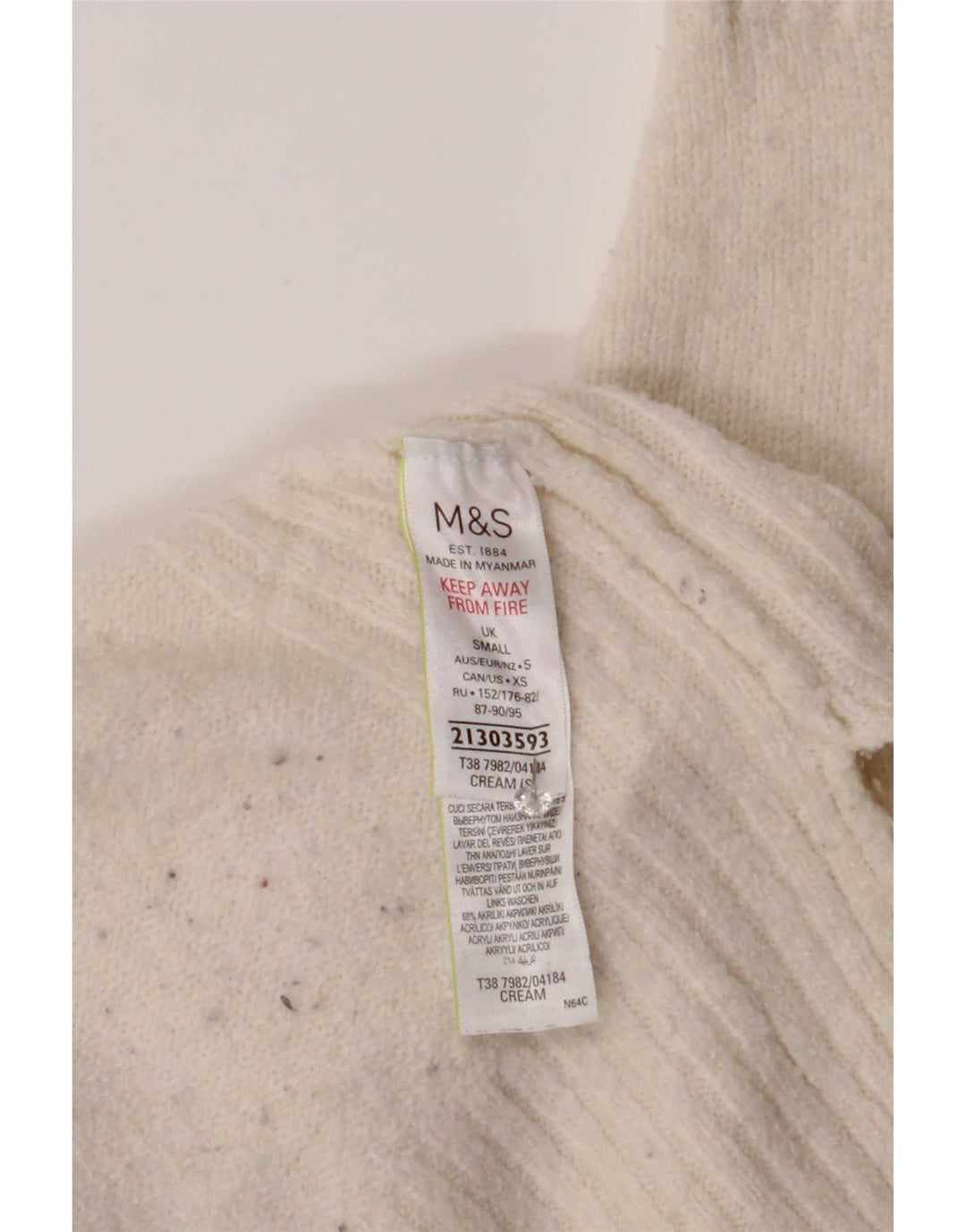 Maglione maglione oversize da donna Marks & Spencer con collo alto UK 10 piccolo bianco