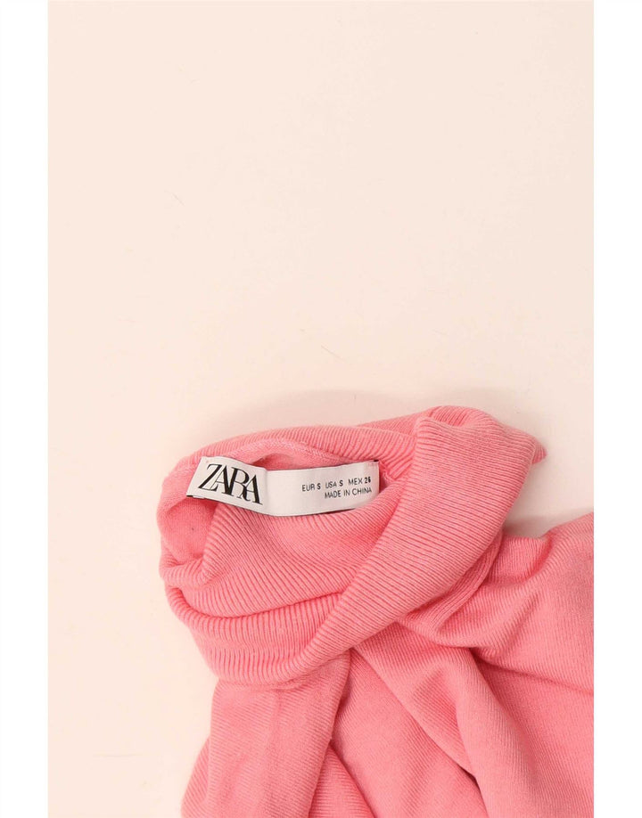 Maglione maglione collo alto da donna Zara UK 10 piccolo rosa