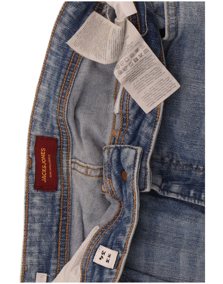 Jack & Jones Uomo Clark Slim Jeans W33 L34 Cotone Blu