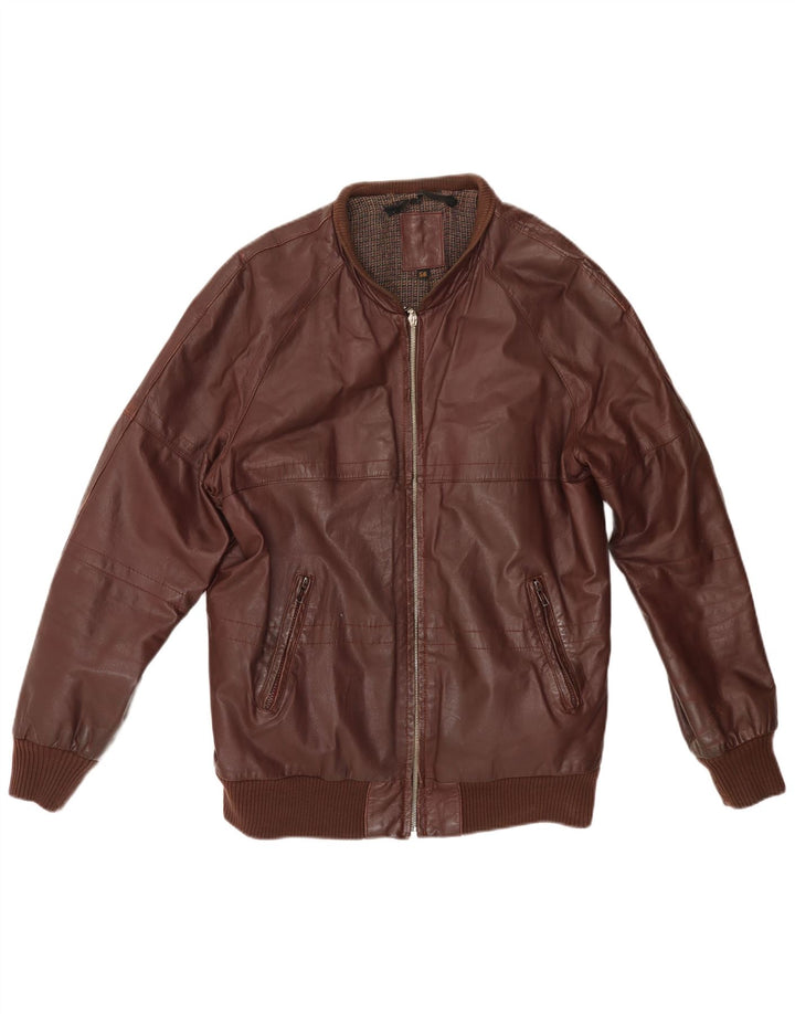 Giacca in pelle da uomo VINTAGE UK 38 Borgogna media