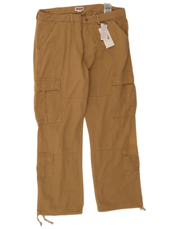 Pantaloni cargo dritti da uomo GUESS W36 L31 in cotone beige