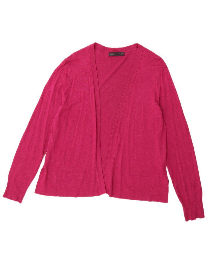 Maglione cardigan aperto da donna Marks & Spencer UK 12 Viscosa rosa medio